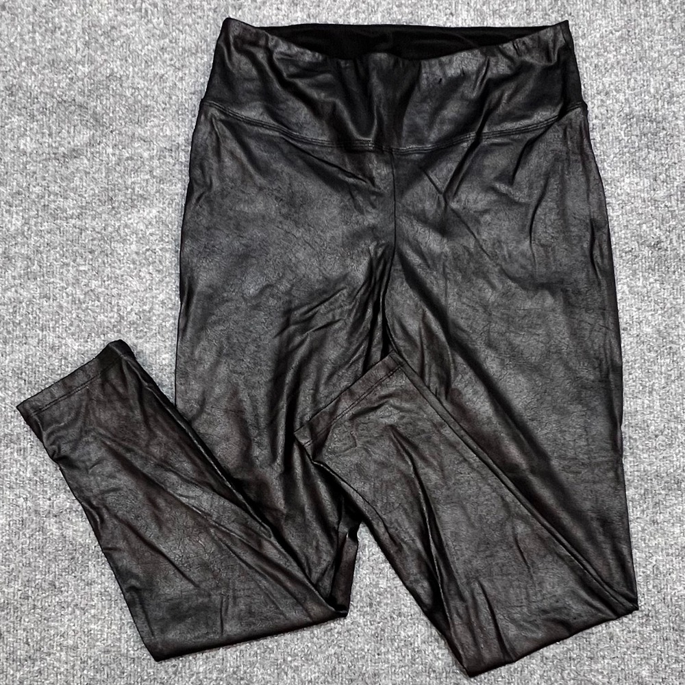 INC International Concepts Faux Leather Leggings Womens L Black Excellent Moto
